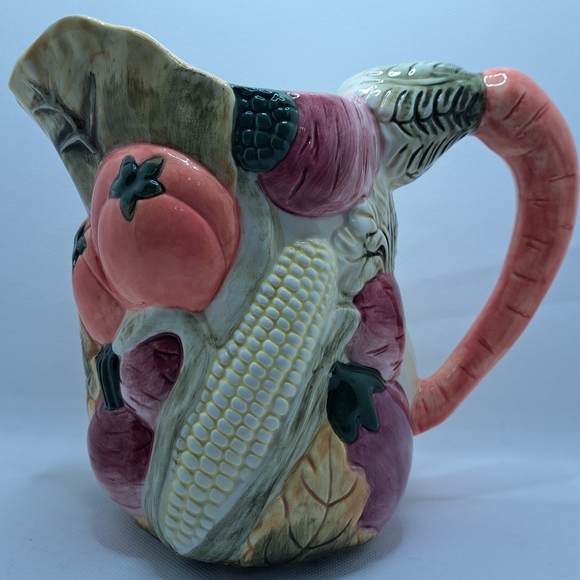 Vintage Lillian Vernon Garden Vegetable Pitcher Ceramic 7.5 Inches Tall - Picture 2 of 9